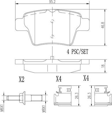 Brembo P61100N - Комплект гальмівних накладок, дискове гальмо work.proartstudio.com.ua