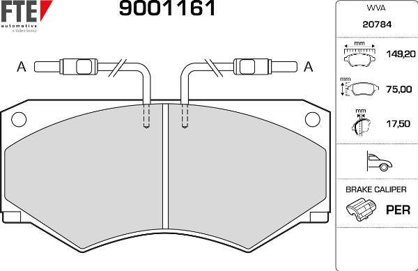 FTE 9001161 - Комплект гальмівних накладок, дискове гальмо work.proartstudio.com.ua