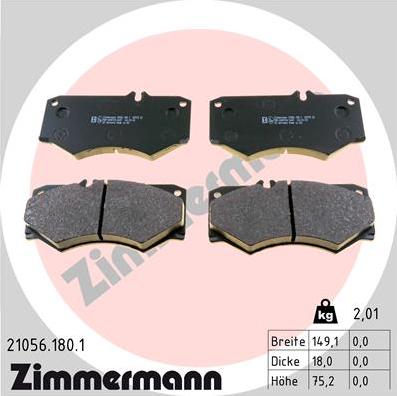 Zimmermann 21056.180.1 - Комплект гальмівних накладок, дискове гальмо work.proartstudio.com.ua